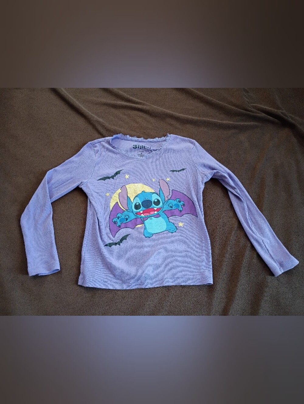 Girls Purple Stitch Halloween Long Sleeve Shirt Size Small
